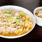 Bandnudeln mit Schinken-Lauch-Sauce